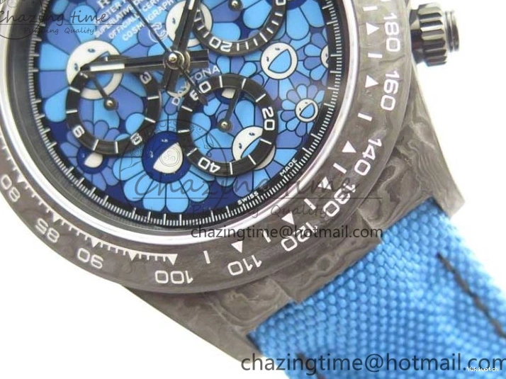 Edition Dial Daytona DIW Strap Blue Carbon A4130 Light Blue OMF Best Light Nylon on 1123